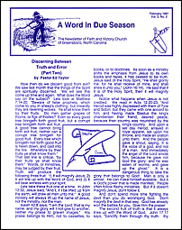 A Word in Due Season Newsletter (February 1991)
