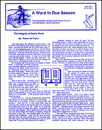 A Word in Due Season Newsletter (April 1991)
