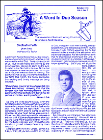 A Word in Due Season Newsletter (October 1990)